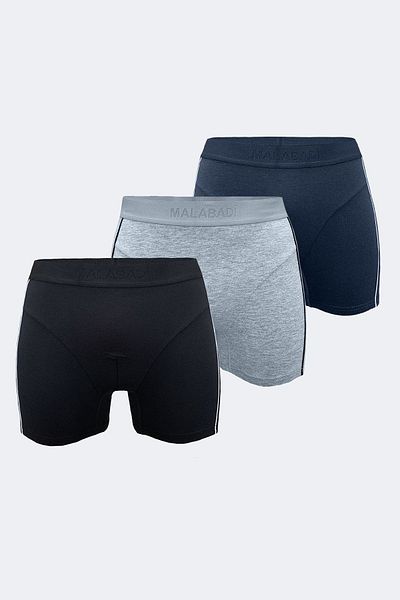 Malabadi Ανδρικό Modal Boxer 3mb017 - Καπνιστό Γκρι, Μαύρο, Συσκευασία 3