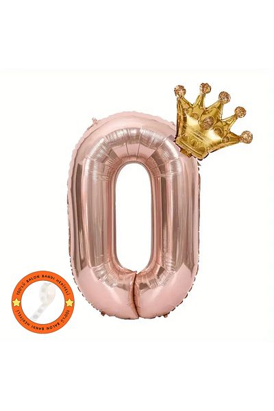 Konsept Sepeti Σετ γενεθλίων Rose Gold - Αλουμινόχαρτο με μπαλόνι και κορώνα βασιλιά (με δώρο)