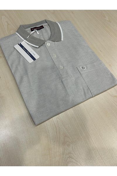 KEMAL EKİNCİ Men's Polo Collar Pocket Patterned T-Shirt