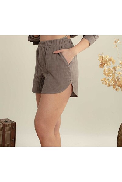 ARİNNASİDE شورت نسائي صيفي رمادي من الموسلين