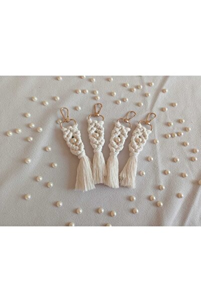 Sude Design Macrame 35 Pieces Ecru Pearl Keychain