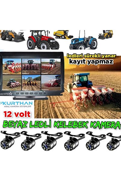Twogo Tarımsal Araçlara Özel 6 Kanallı Dvr Monitör Ve 6 Adet Beyaz Ledli Kele...