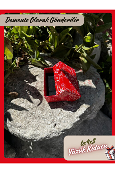 Fatih Kutu 6x4x3 -Kırmızı Kalp Desenli Süngerli Takı Kutusu [ Demonte 50 Adet]