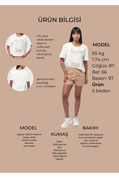 YHGTEKSTİL Printed Cotton Shorts Pajamas Set for Women - Short Sleeve