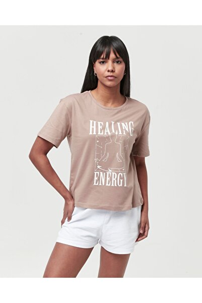 YHGTEKSTİL Σετ πιτζάμες με εμπριμέ βαμβακερό σορτς για γυναίκα - κοντομάνικο