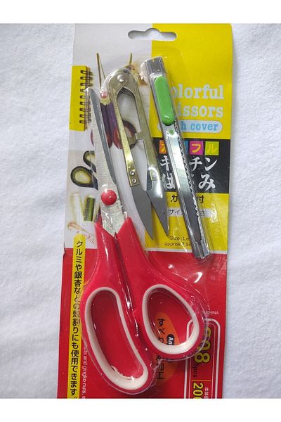 Kent Pazarı Scissors Set Large Scissors-Thread Scissors-Utility Knife (3 Pieces)