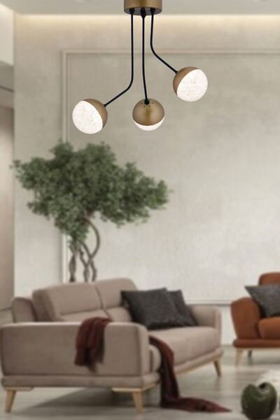 Step Aydınlatma Newton 3 Renk Işık Veren Ledli Modern 3 Lü Eskitme Siyah Salon Yatak Odası Genç Odası Avizesi
