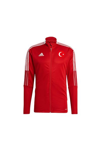adidas Mikina na trénink Euro 2024 Turkey na zip - červená a bílá