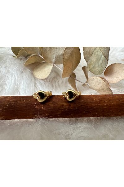 nidistore Gold Color Steel Earrings - Heart Hoop