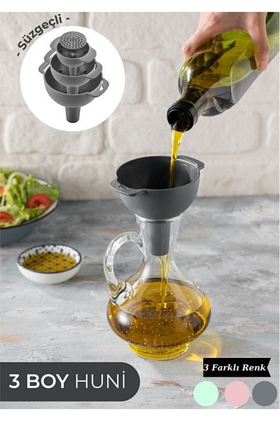 Alamut Home Funnel Set with Strainer - 3 Different Size Funnel Triple Funnel Set