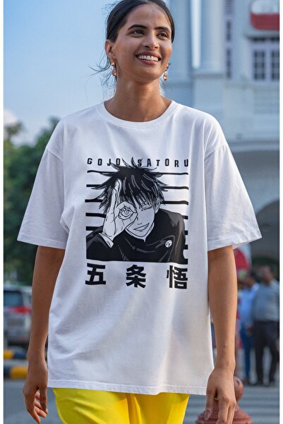 Fuddy Moda Unisex Oversize kroj Gogo Satoru Manga Štampano majica