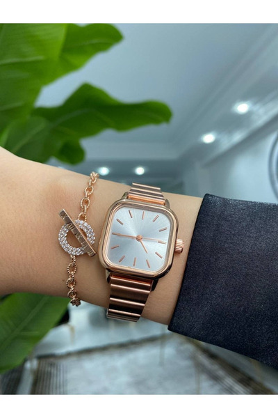 Re-Nox Minimal Vintage Rose Kare Kadın Kol Saati