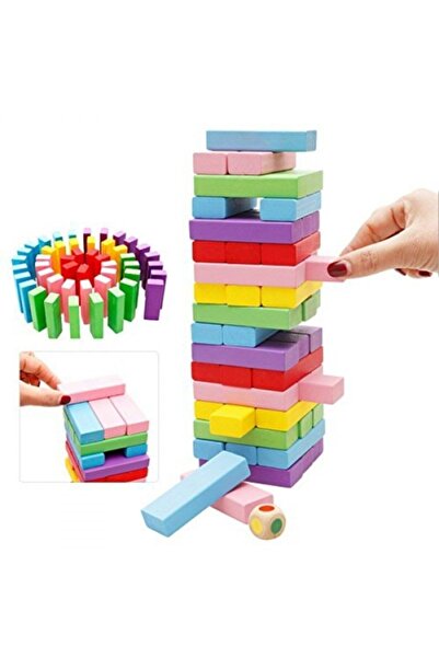Genel Markalar Toys Roys Renkli Akıl ve Zeka Oyunları Jenga 54 Parçalı Denge Oyunu  Öğretici Oyuncak