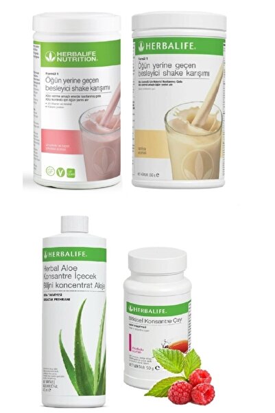Herbalife 1 Ahududu Ve Beyaz Çikolotalı Shake +1 Fındıklı + 1 Aloe + 1 Ahudud...