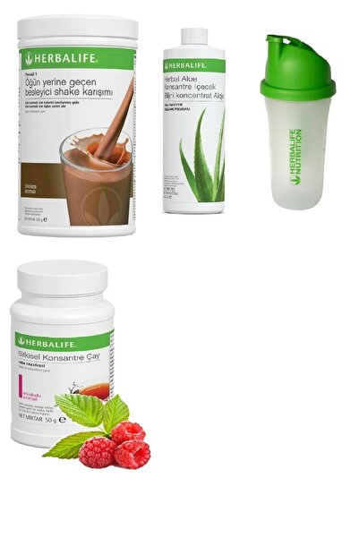 Herbalife 1 Çikolatalı Shake + 1 Adet Aloe + 1 Adet Ahududu Çay 50 Gr Ve 1 Ad...