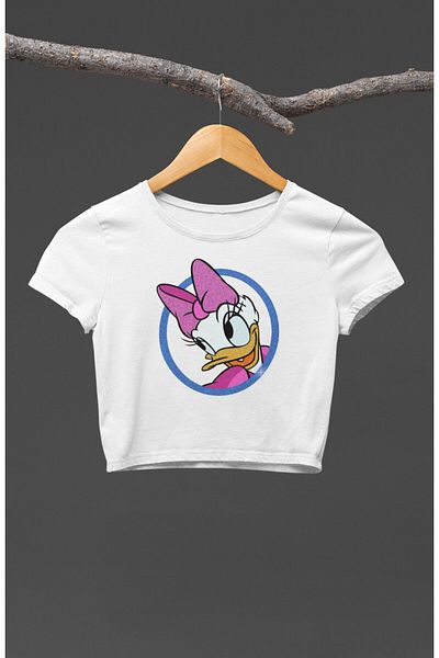 Fuddy Moda Κοριτσίστικο Crop Top με στάμπα Daisy Duck - Μπλούζα με στάμπα κινουμένων σχεδίων