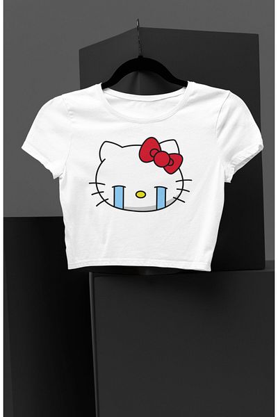 Fuddy Moda Hello Kitty Printed Girl's Crop Top - Εκτύπωση κινουμένων σχεδίων