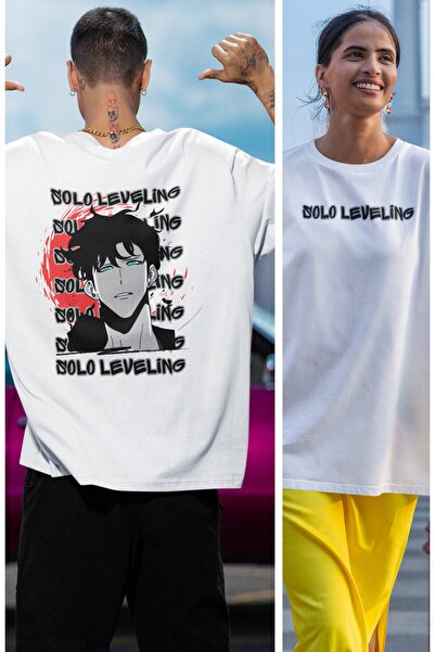 Fuddy Moda Unisex Oversize kroj Anime Štampano T-shirt - Solo Leveling Back Š...