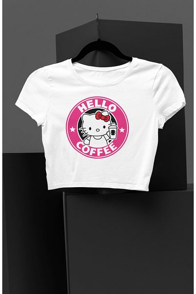 Fuddy Moda Hello Coffee και Hello Kitty Crop Top με στάμπα για κορίτσι