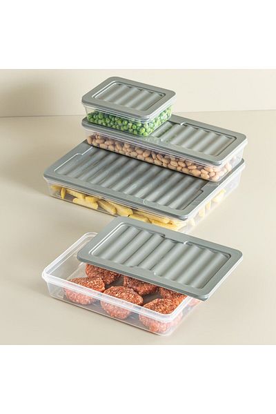 Nesto Home Set of 4 Refrigerator - Organizer Freezer and Microwave Storage Container 2400-1200-1170-600 ml