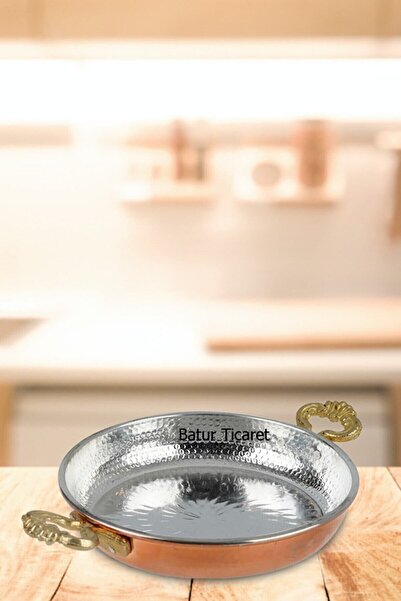 Batur Ticaret Ekstra Kalın Özel Yapım El Dövmesi Bakır Tava Sahan 14cm