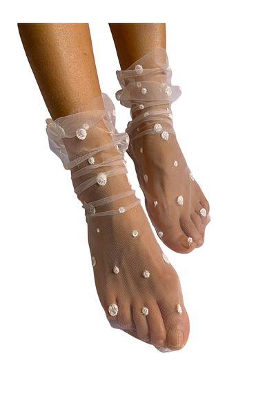 Parlajent Perry White Tulle Socks