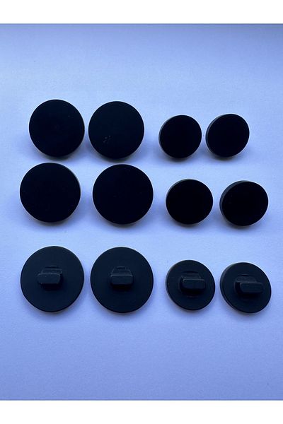 aensia Black Matte Button Bottom Footed Polyester Button Button Coat Jacket Button - Pack of 12 (6 Large+6 Small)