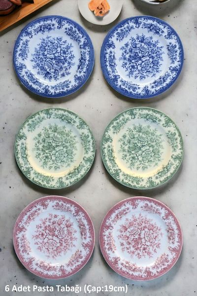 Pinkev 6-Person Porcelain 19cm Cake Dessert Plate Plate Set - Rosabella