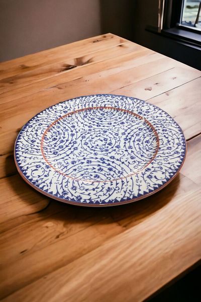 Pinkev Golden Horn 6 Person Porcelain Serving Plate Set - 26cm