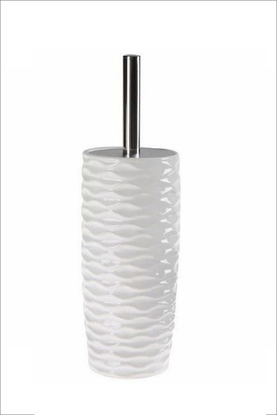 Pinkev Ceramic Toilet Seat Toilet Brush - White