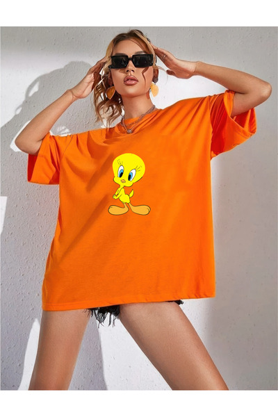 oneagılyazı Tweety Oversize Printed T-Shirt