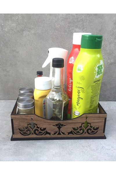 Pinkev Decorative Wooden Multi-Purpose Kitchen Table Countertop Organizer Organizer Bread Bowl 18x26cm