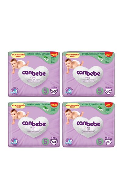 Canbebe Bebek Bezi 5 Numara Beden 11-18 Kg 60 Ad. 4 Paket