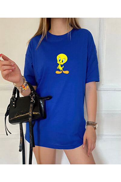 oneagılyazı تي شيرت مطبوع كبير الحجم من تويتي