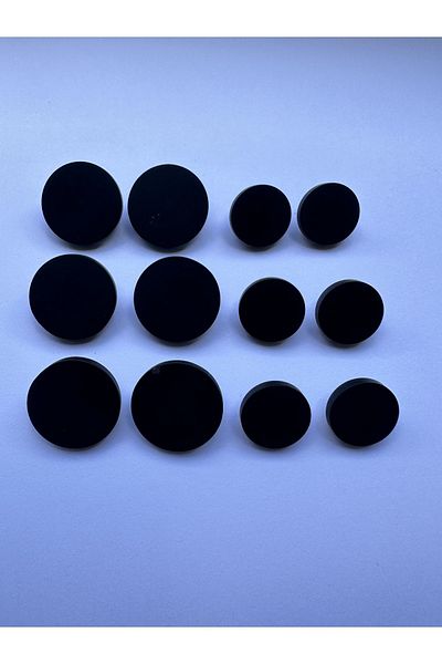 aensia Black Matte Button Bottom Footed Polyester Button Button Coat Jacket Button - Pack of 12 (6 Large+6 Small)