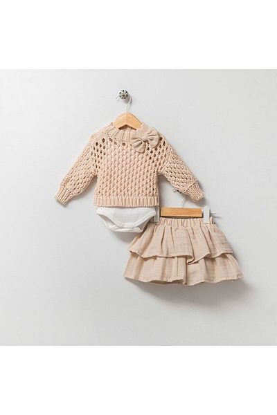 Nipperland Mesh Sweater-Muslin Skirt and Rope Strap Badi