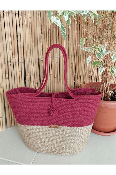 HandmadeSNM Ψάθινη τσάντα παραλίας, καθημερινή τσάντα, τσάντα ώμου