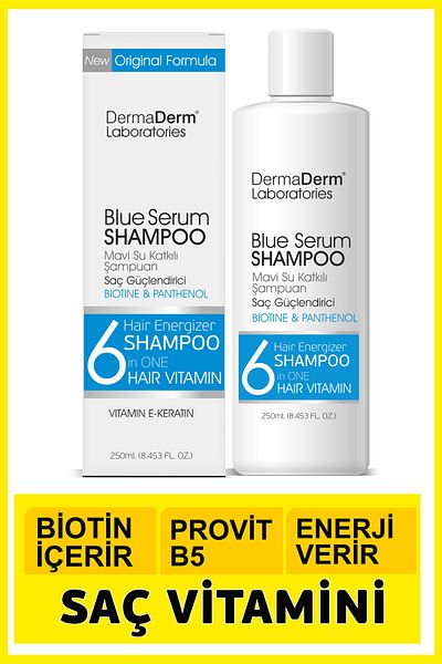 DermaDerm 250ml Blue Biotin and Panthenol Shampoo - Anti Hair Loss