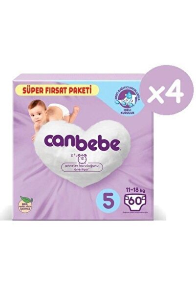 Canbebe Süper Fırsat Paketi Bebek Bezi 5 Numara 60x4 240 Adet