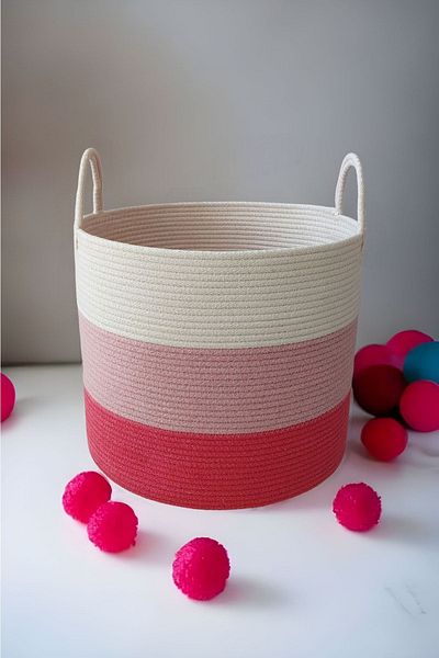 HandmadeSNM صناعة يدوية طبيعية 100% - سلة تنظيم متعددة الأغراض، بطانية تلفزيون وسلة ألعاب
