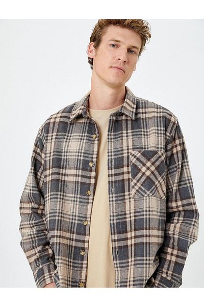 Koton K24 4wam60054hw 5c1 Brown Men's Acrylic Shirt