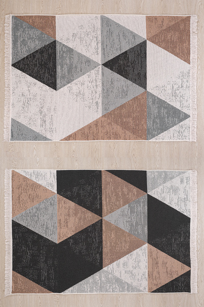 MirCotton Çift Taraflı Pamuklu Modern Desenli Dokuma Kilim Makinede Yıkanabilir