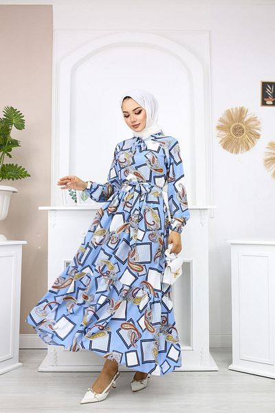 festmoda Blue Belted Helen Women's Dress