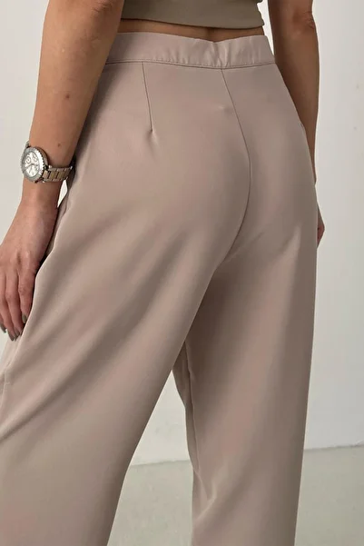 Nevruz High Waist Women's Palazzo Trousers - Velcro Waist Design