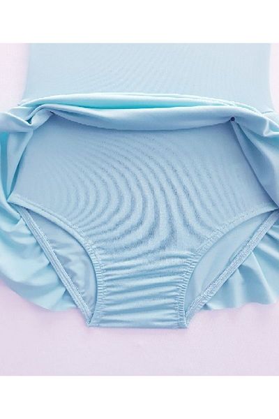 LULLY KİDS Girl's Mint Green Rope Strap Ballet Gymnastics Swimsuit with Skirt