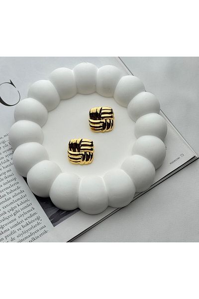 Venüs Accessory Çare Square Design Steel Earrings
