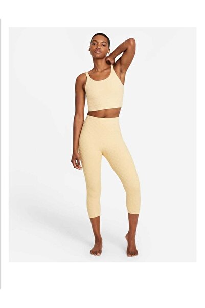 Nike Luxe Jacouard Capri Yoga Tayt, Kadın Sarı Yoga Tayt