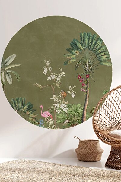 Kt Grup Egzotik Orman Boho Yuvarlak-Daire Modern Duvar Sticker