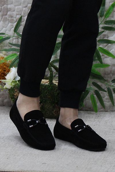 Mehmet Mete 31118 Black Genuine Suede Leather Loafer - Men's Ballet Shoes