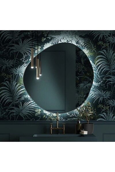 Toprak dekor 60 Cm Ledli Ayna Banyo Aynası Asimetrik Ayna